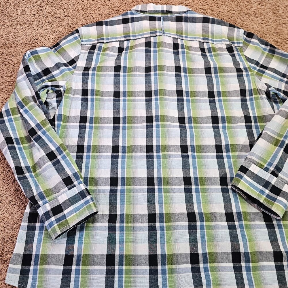 Banana Republic Button Up Shirt Mens XL Green Plaid Long Sleeve Cotton - Picture 7 of 8